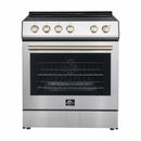 Forno 5-Piece Appliance Package - 30-Inch Electric Range, Under Cabinet Range Hood, French Door Refrigerator, Dishwasher , & Microwave Drawer in Stainless Steel