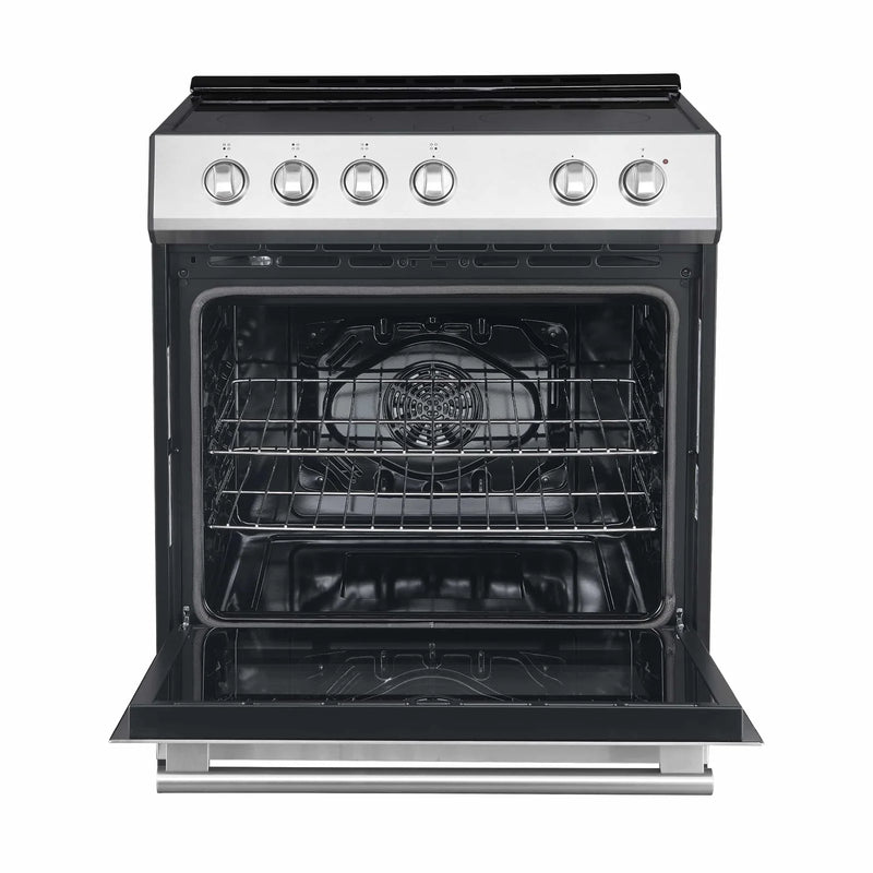 Forno Espresso 2-Piece Appliance Package - 30-Inch Electric Range with 5.0 Cu.Ft. Electric Oven and Under Cabinet Range Hood in Stainless Steel with Brass Handle