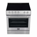 Forno 4-Piece Appliance Package - 30-Inch Espresso Electric Range , Wall Mount Range Hood, 60-Inch Built-In Convertible Refrigerator, and Dishwasher in Stainless Steel