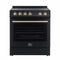 Forno Leonardo Espresso 30-Inch Electric Range with 5.0 cu. Ft. Electric Oven in Black with Brass Trim (FFSEL6012-30BLK)