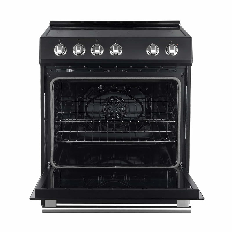 Forno Espresso 2-Piece Appliance Package - 30-Inch Electric Range with 5.0 Cu.Ft. Electric Oven and Under Cabinet Range Hood in Black with Brass Trim