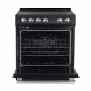 Forno Espresso 3-Piece Appliance Package - 30-Inch Electric Range with 5.0 Cu.Ft. Electric Oven, Refrigerator, and Under Cabinet Range Hood in Black with Antique Brass Trim (FBDL-001-02US)