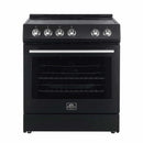 Forno Espresso 4-Piece Appliance Package - 30-Inch Electric Range, Under Cabinet Range Hood, Refrigerator with Water Dispenser and Dishwasher in Black with Stainless Steel Trim