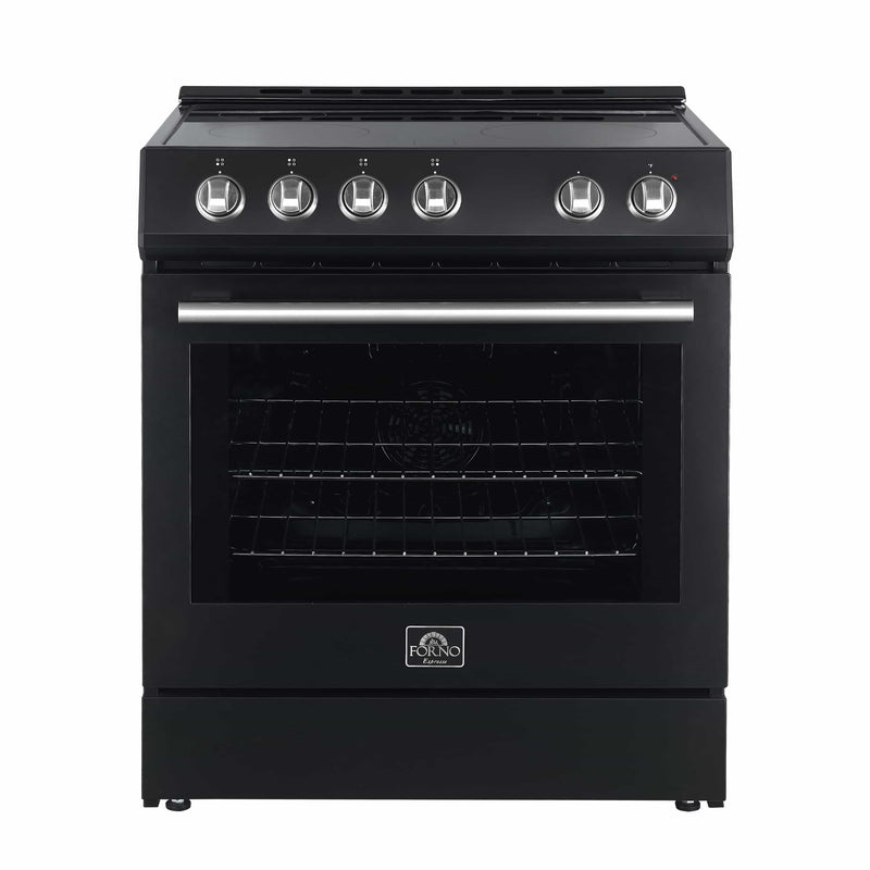 Forno Leonardo Espresso 30-Inch Electric Range with 5.0 cu. Ft. Electric Oven in Black with Brass Trim (FFSEL6012-30BLK)