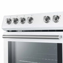 Forno Espresso 3-Piece Appliance Package - 30-Inch Electric Range with 5.0 Cu.Ft. Electric Oven, Refrigerator, and Under Cabinet Range Hood in White with Antique Brass Trim (FBDL-001-03US)