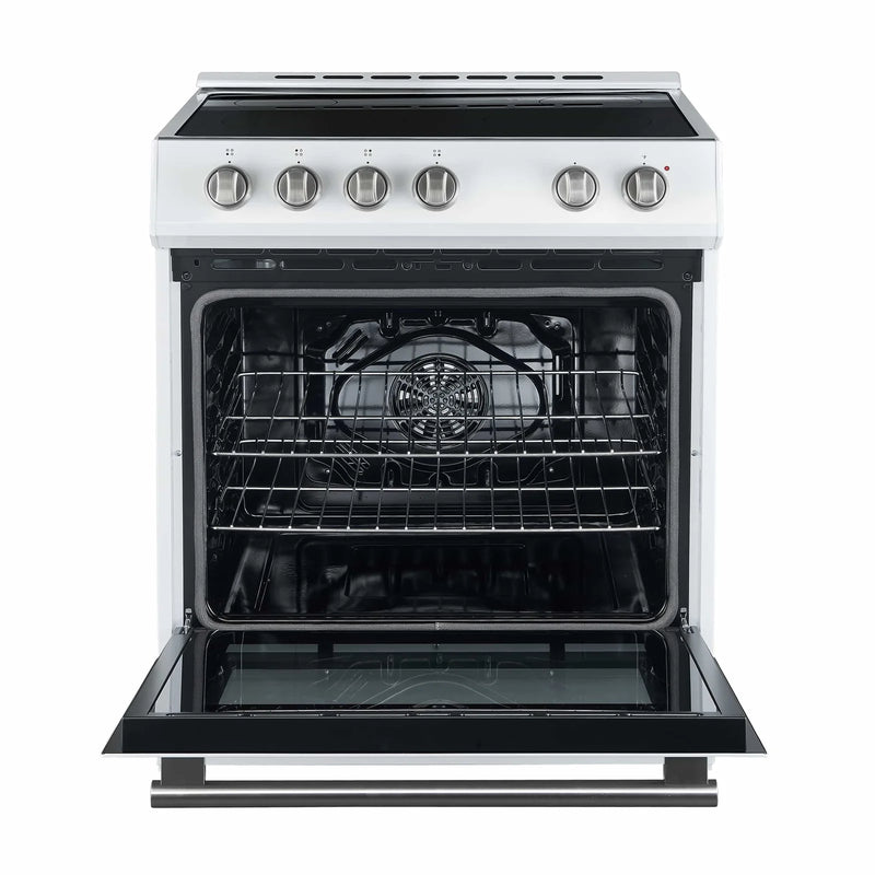 Forno Espresso 3-Piece Appliance Package - 30-Inch Electric Range with 5.0 Cu.Ft. Electric Oven, Refrigerator, and Under Cabinet Range Hood in White with Stainless Steel Handle