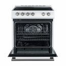 Forno Espresso 2-Piece Appliance Package - 30-Inch Electric Range with 5.0 Cu.Ft. Electric Oven and Refrigerator in White with Antique Brass Trim (FBDL-003-03US)