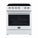 Forno Espresso 3-Piece Appliance Package - 30-Inch Electric Range with 5.0 Cu.Ft. Electric Oven, Refrigerator, and Under Cabinet Range Hood in White with Stainless Steel Trim (FBDL-001-03US)