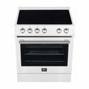 Forno Leonardo Espresso 30-Inch Electric Range with 5.0 cu. Ft. Electric Oven in White in Antique Brass Trim (FFSEL6012-30WHT)