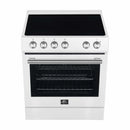 Forno Espresso 3-Piece Appliance Package - 30-Inch Electric Range with 5.0 Cu.Ft. Electric Oven, Built-In Refrigerator, and Under Cabinet Range Hood in White with Stainless Steel Trim