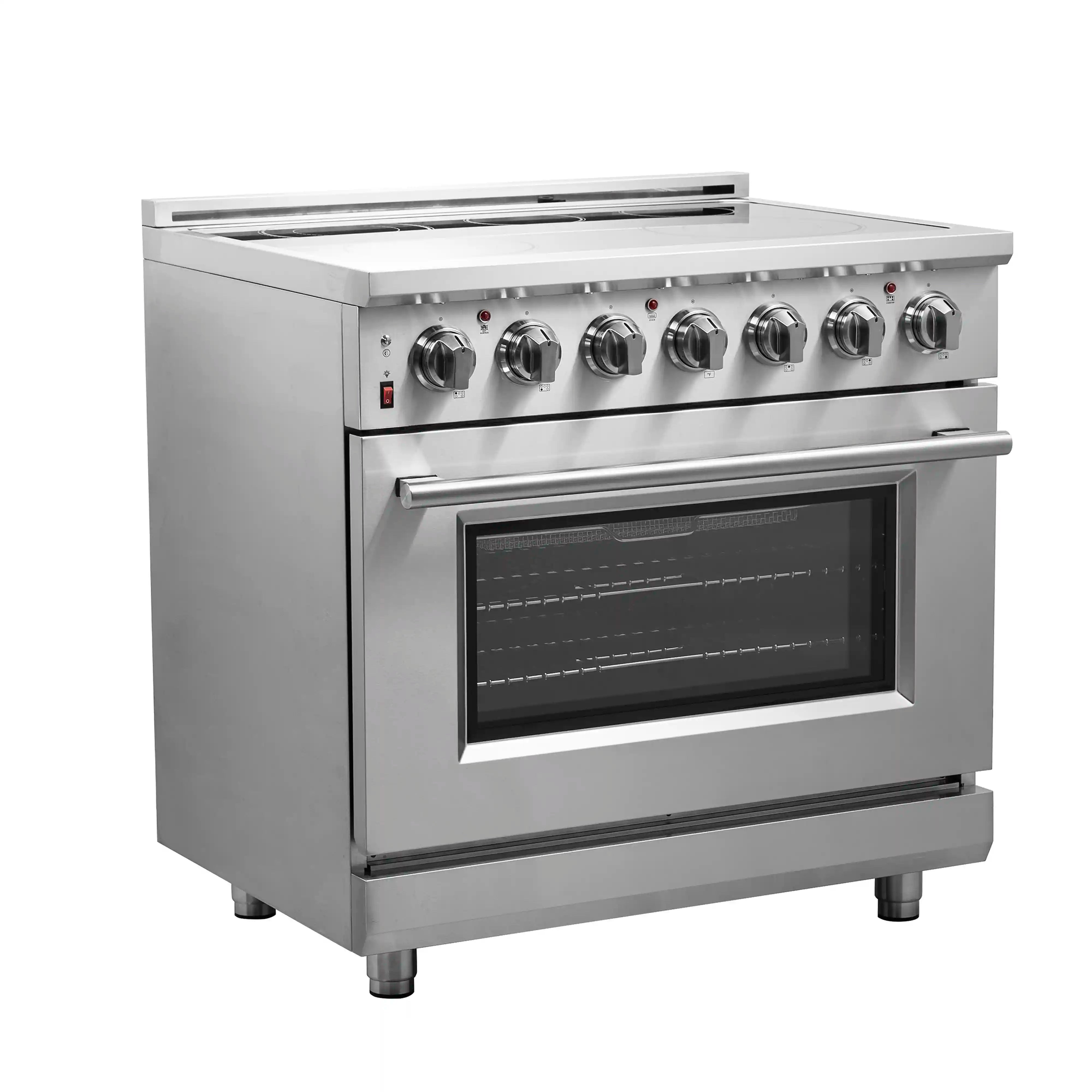 Stainless steel 36-inch electric range with knob controls and oven window