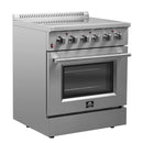 Forno 5-Piece Appliance Package - 30-Inch Electric Range, Wall Mount Range Hood, Pro-Style Refrigerator, Dishwasher, and 24-Inch Microwave Oven in Stainless Steel