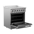 Forno 5-Piece Appliance Package - 30-Inch Electric Range, Wall Mount Range Hood, Pro-Style Refrigerator, Dishwasher, and 24-Inch Microwave Drawer in Stainless Steel