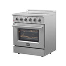 Forno 5-Piece Appliance Package - 30-Inch Electric Range, Wall Mount Range Hood, Pro-Style Refrigerator, Dishwasher, and 24-Inch Microwave Oven in Stainless Steel