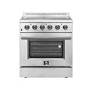 Forno 5-Piece Appliance Package - 30-Inch Electric Range, Wall Mount Range Hood with Backsplash, French Door Refrigerator, Dishwasher, and 24-Inch Microwave Drawer in Stainless Steel