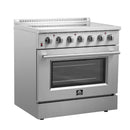 Forno 4-Piece Appliance Package - 36-Inch Electric Range, French Door Refrigerator, Dishwasher, and 24-Inch Microwave Oven in Stainless Steel