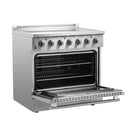 Forno 4-Piece Appliance Package - 36-Inch Electric Range, French Door Refrigerator, Dishwasher, and 24-Inch Microwave Drawer in Stainless Steel