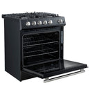 Forno 2-Piece Appliance Package - 30-Inch Gas Range & Under Cabinet Range Hood in Black with Stainless Steel Trim