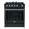 Forno Leonardo Espresso 30-Inch Gas Range in Black with Stainless Steel Trim (FFSGS1116-30BLK)