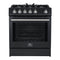 Forno Leonardo Espresso 30-Inch Gas Range in Black with Stainless Steel Handle (FFSGS1116-30BLK)