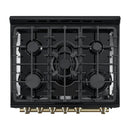 Forno 3-Piece Appliance Package - 30-Inch Gas Range, Refrigerator, and Dishwasher in Black with Antique Brass Trim