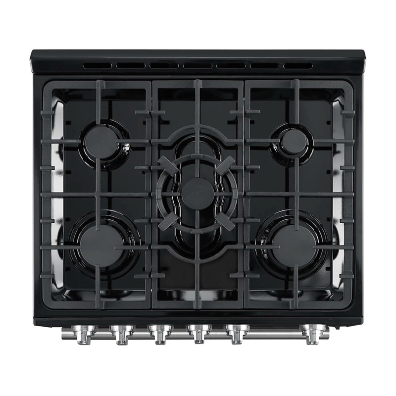 Forno Leonardo Espresso 30-Inch Gas Range in Black with Antique Brass Trim (FFSGS1116-30BLK)