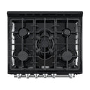 Forno 5-Piece Appliance Package - 30-Inch Gas Range, Under Cabinet Range Hood,  French Door Refrigerator, Dishwasher, and  Microwave Drawer in Black with Stainless Steel Trim