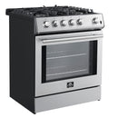 Forno 5-Piece Appliance Package - 30-Inch Gas Range, Under Cabinet Range Hood, Refrigerator with Water Dispenser, Dishwasher, and 30-Inch Microwave Oven in Stainless Steel