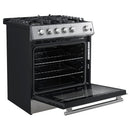 Forno 5-Piece Appliance Package - 30-Inch Gas Range, Under Cabinet Range Hood, Refrigerator with Water Dispenser, Dishwasher, and 30-Inch Microwave Oven in Stainless Steel