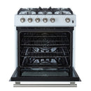 Forno 4-Piece Appliance Package - 30-Inch Gas Range, Under Cabinet Range Hood, Refrigerator with Water Dispenser, and Dishwasher in White with Stainless Steel Trim