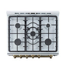 Forno 4-Piece Appliance Package - 30-Inch Gas Range, Under Cabinet Range Hood, Refrigerator with Water Dispenser, and Dishwasher in White with Antique Brass Trim