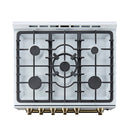Forno 5-Piece Appliance Package - 30-Inch Gas Range, Under Cabinet Range Hood,  French Door Refrigerator, Dishwasher, and  Microwave Drawer in White with Antique Brass Trim