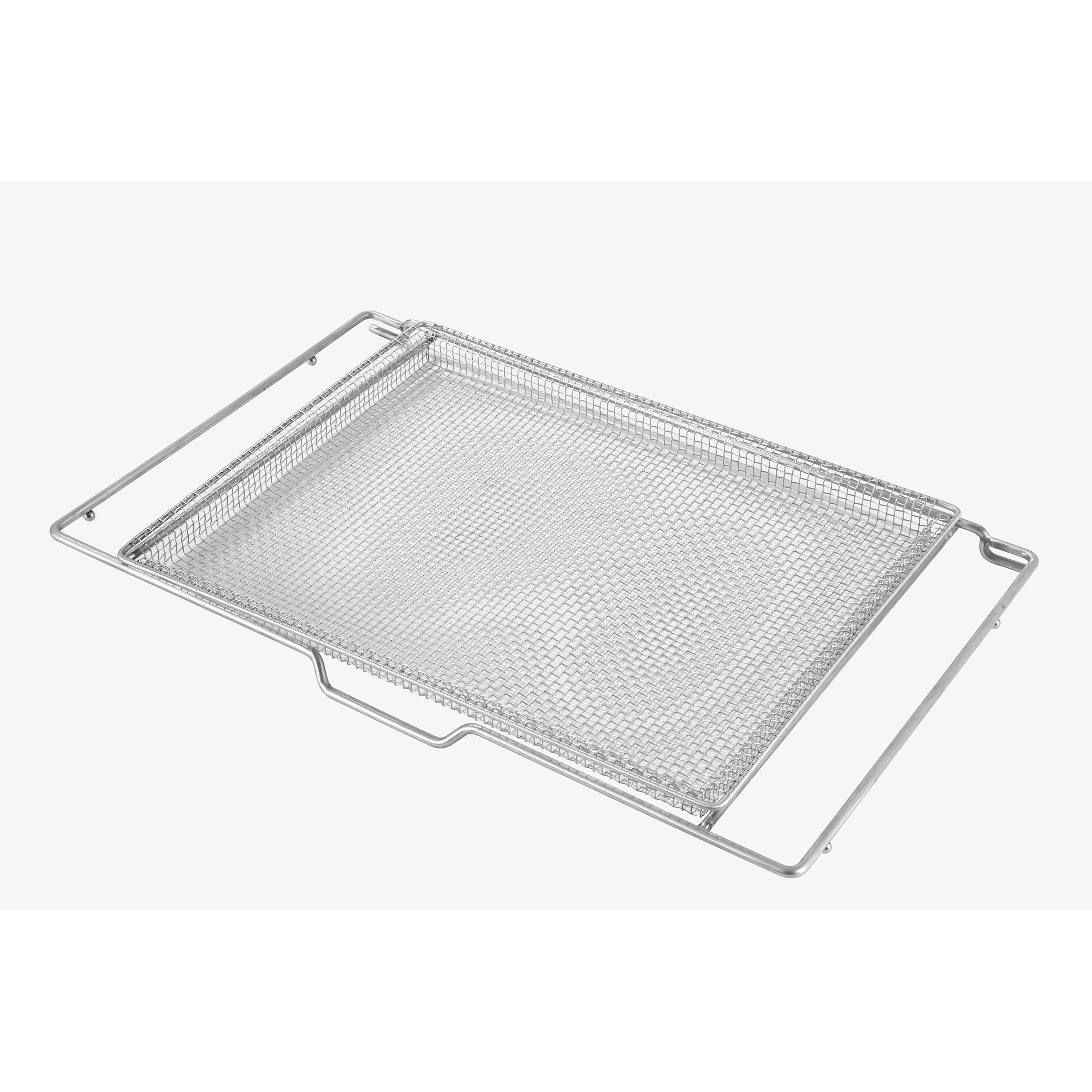Chrome wire oven rack tray with raised handle sides