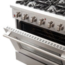 Forno 4-Piece Appliance Package - 36-Inch Gas Range, 60-Inch Pro-Style Refrigerator, Wall Mount Hood, & 3-Rack Dishwasher in Stainless Steel