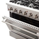 Forno 4-Piece Appliance Package - 36-Inch Gas Range, Wall Mount Range Hood, 60-Inch Built-In Convertible Refrigerator, and Dishwasher in Stainless Steel