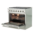 Forno 4-Piece Appliance Package - 36-Inch Gas Range, 60-Inch Pro-Style Refrigerator, Wall Mount Hood, & 3-Rack Dishwasher in Stainless Steel