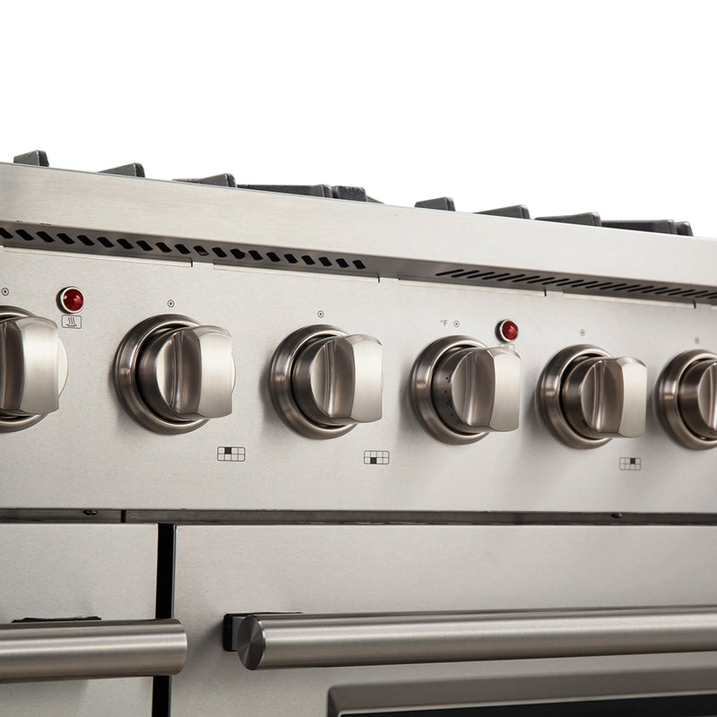 Forno 48-Inch Galiano Gas Range with 8 Burners and Reversible Griddle in Stainless Steel (FFSGS6244-48)