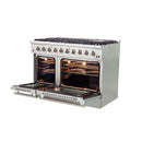 Forno 5-Piece Appliance Package - 48-Inch Gas Range, Wall Mount Range Hood, 60-Inch Refrigerator, Dishwasher, and 30-Inch Microwave Oven in Stainless Steel