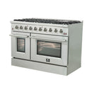 Forno 5-Piece Appliance Package - 48-Inch Gas Range, Wall Mount Range Hood, 36-Inch Refrigerator, Dishwasher, and 30-Inch Microwave Drawer in Stainless Steel