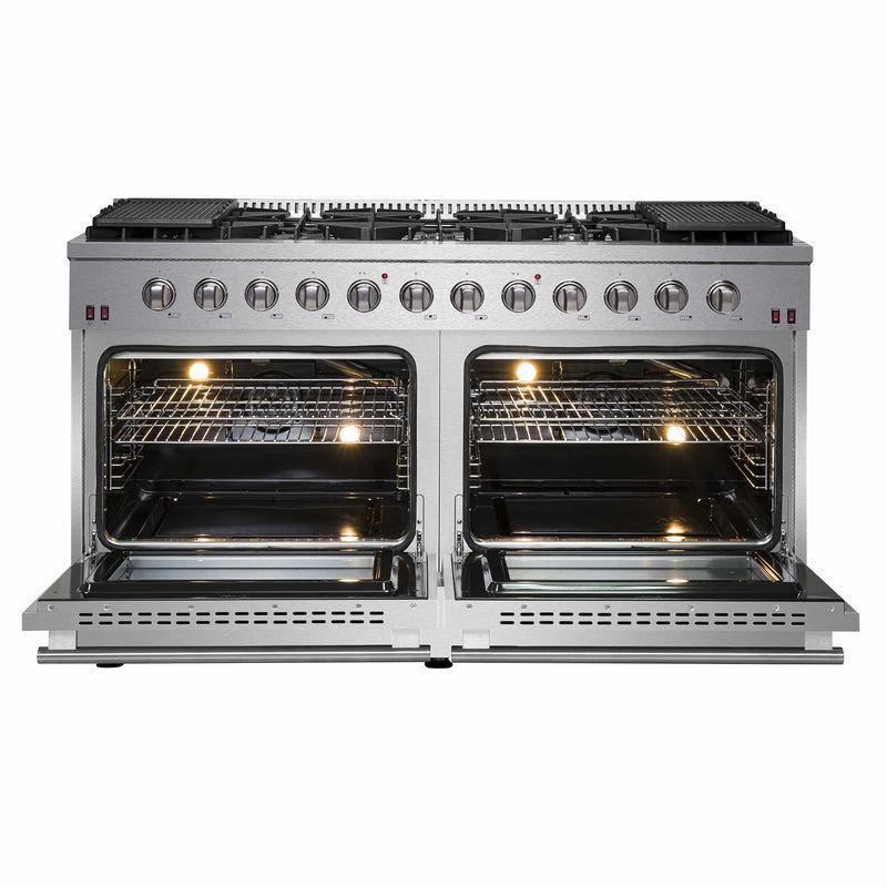 Forno 2-Piece Appliance Package - 60-Inch Gas Range and Wall Mount Range Hood in Stainless Steel