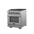 Forno 4-Piece Pro Appliance Package - 30-Inch Gas Range, 60-Inch Pro-Style Refrigerator, 24-Inch Microwave Oven, & 3-Rack Dishwasher in Stainless Steel