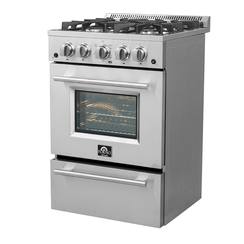 Forno Breno 24-Inch Gas Range with 4 Burners in Stainless Steel (FFSGS6272-24)