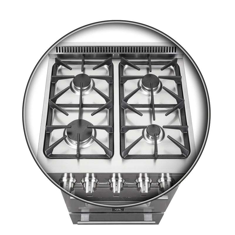 Forno Breno 24-Inch Gas Range with 4 Burners in Stainless Steel (FFSGS6272-24)