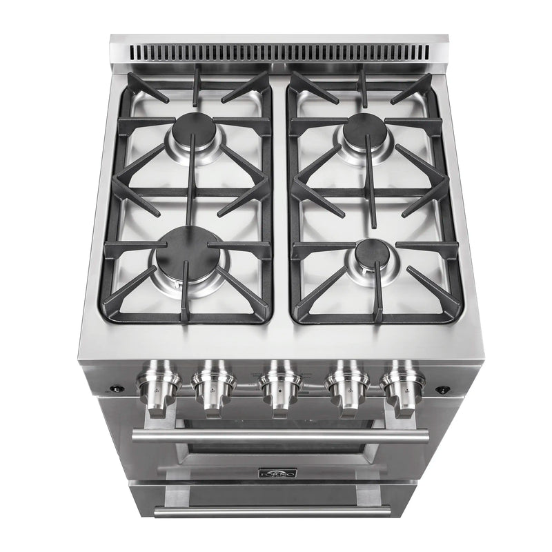 Forno Breno 24-Inch Gas Range with 4 Burners in Stainless Steel (FFSGS6272-24)