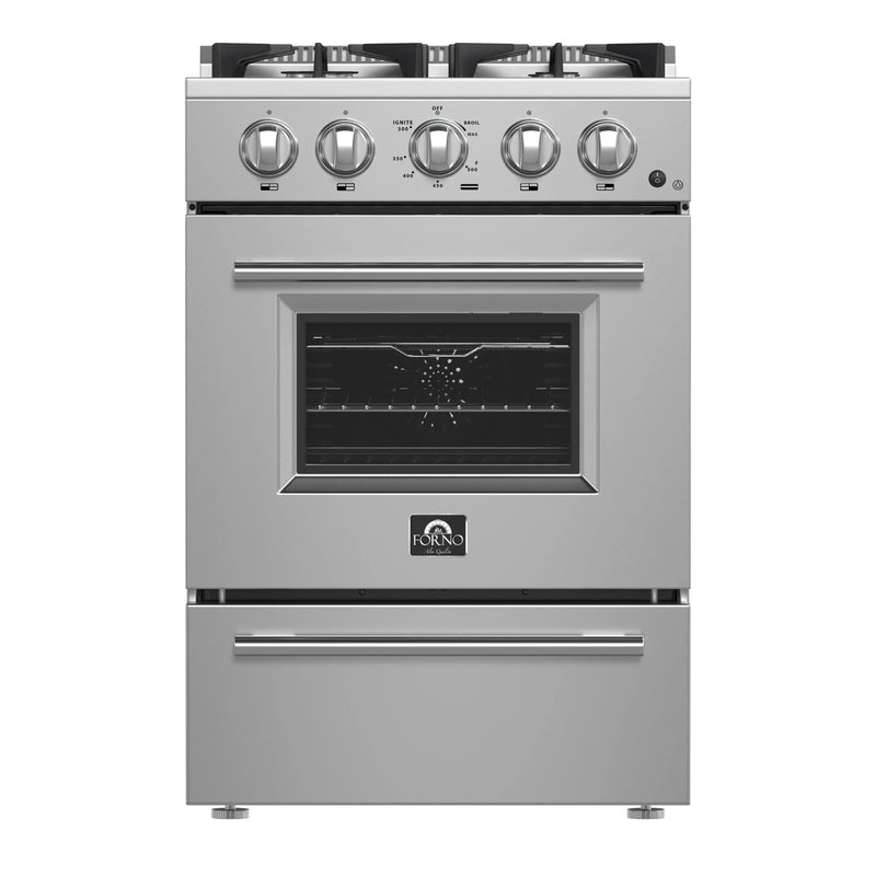 Forno Breno 24-Inch Gas Range with 4 Burners in Stainless Steel (FFSGS6272-24)