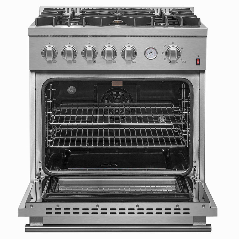 FORNO 2-Piece Appliance Package- 30-Inch Gas Range and 36-Inch French Door Refrigerator in Stainless Steel (FBDL-020-02-US)