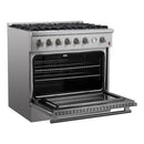 FORNO 2-Piece Appliance Package- 36-Inch Gas Range and 36-Inch Refrigerator with Water Dispenser in Stainless Steel (FBDL-021-03CAUS)