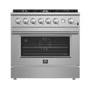 Forno Marco 36-Inch Gas Range 6 Gas Burners, 5.36 cu.ft. Convection Oven and Temperature Gauge in Stainless Steel (FFSGS6277-36)