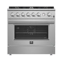 Forno 3-Piece Appliance Package - 36-Inch Marco Gas Range, French Door Refrigerator, & Dishwasher in Stainless Steel (FBDL-009-01CAUS)