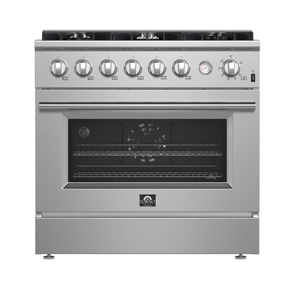 Forno Marco 36-Inch Gas Range 6 Gas Burners, 5.36 cu.ft. Convection Ov